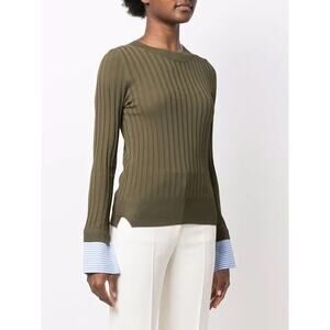 NWOT Essentiel Antwerp Ribbed Knit Contrast Cuff Sweater size S $350